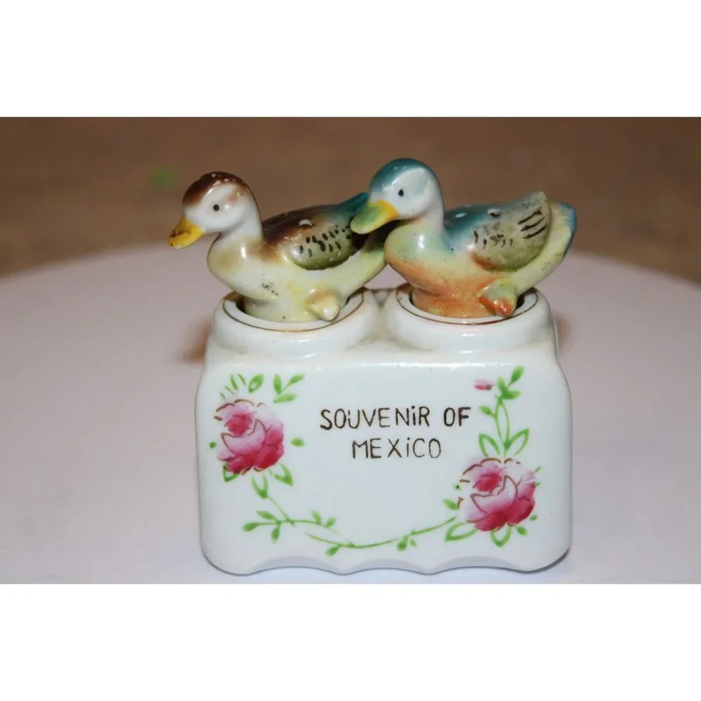 Salt & Pepper Shakers - Nodding Ducks in stand from Japan.